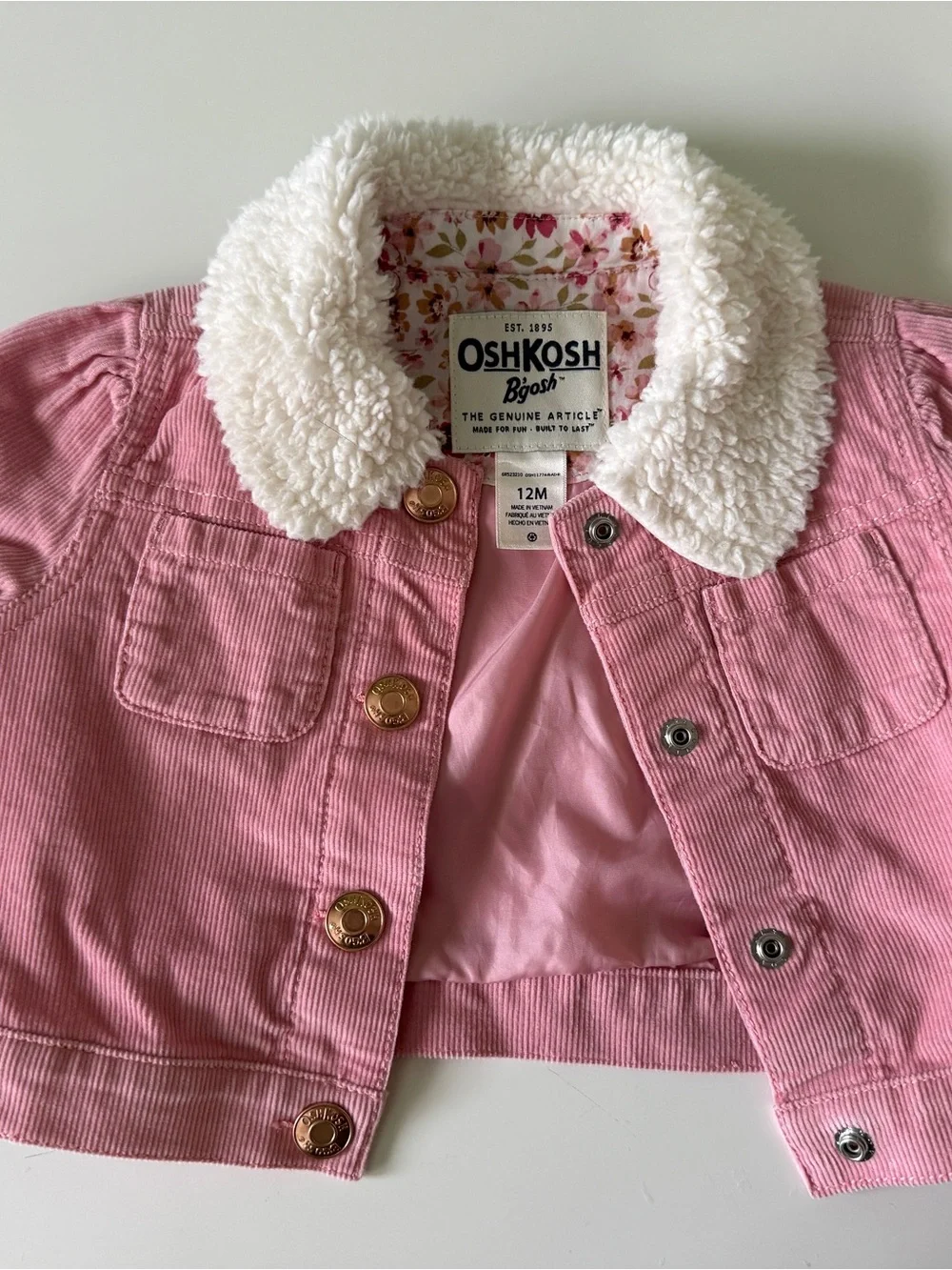 OshKosh B'gosh Pink Corduroy Jacket with White Sherpa Collar